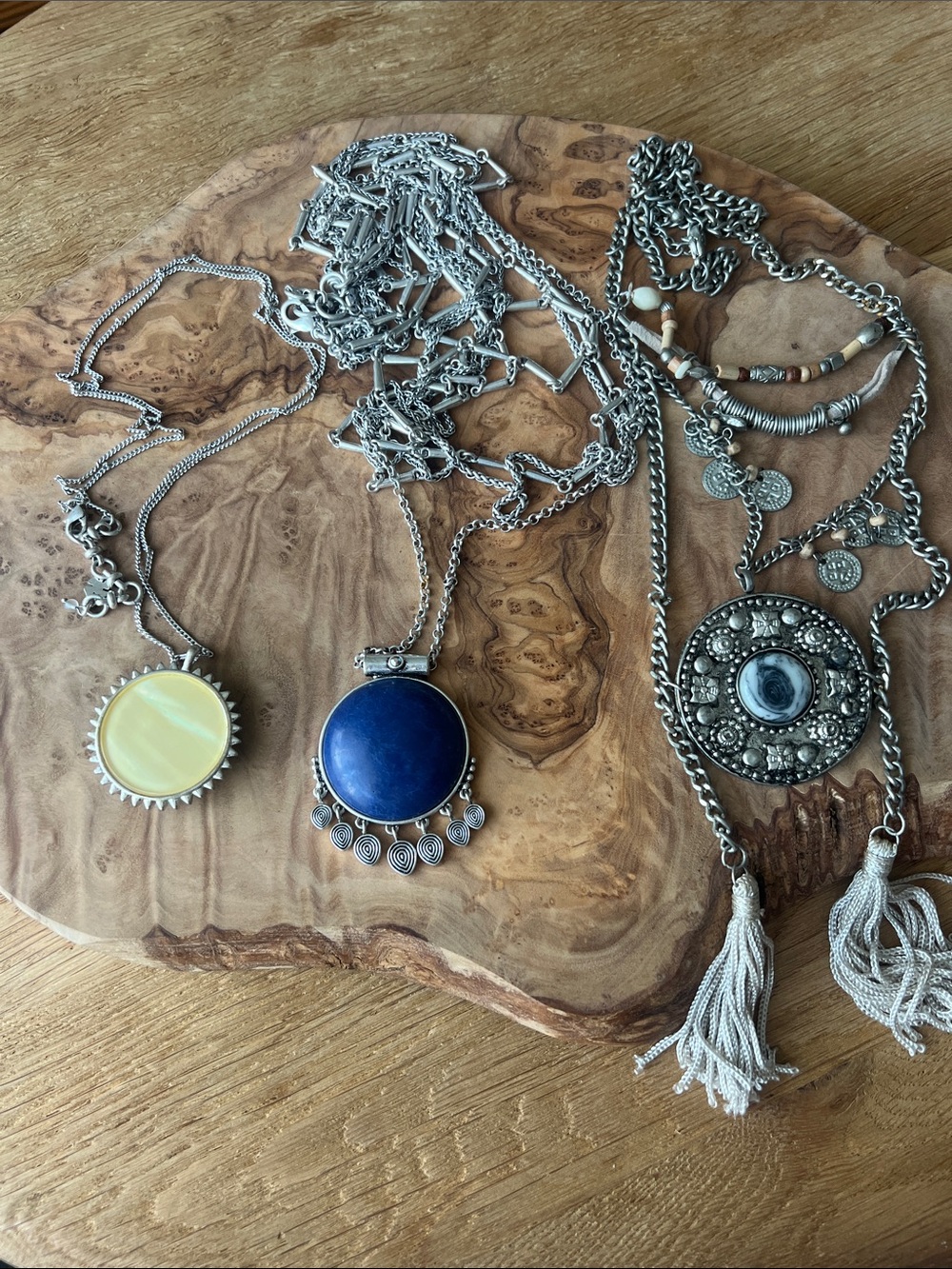 Lucky Brand Silver-Tone Necklace Trio with Blue and Cream Accents